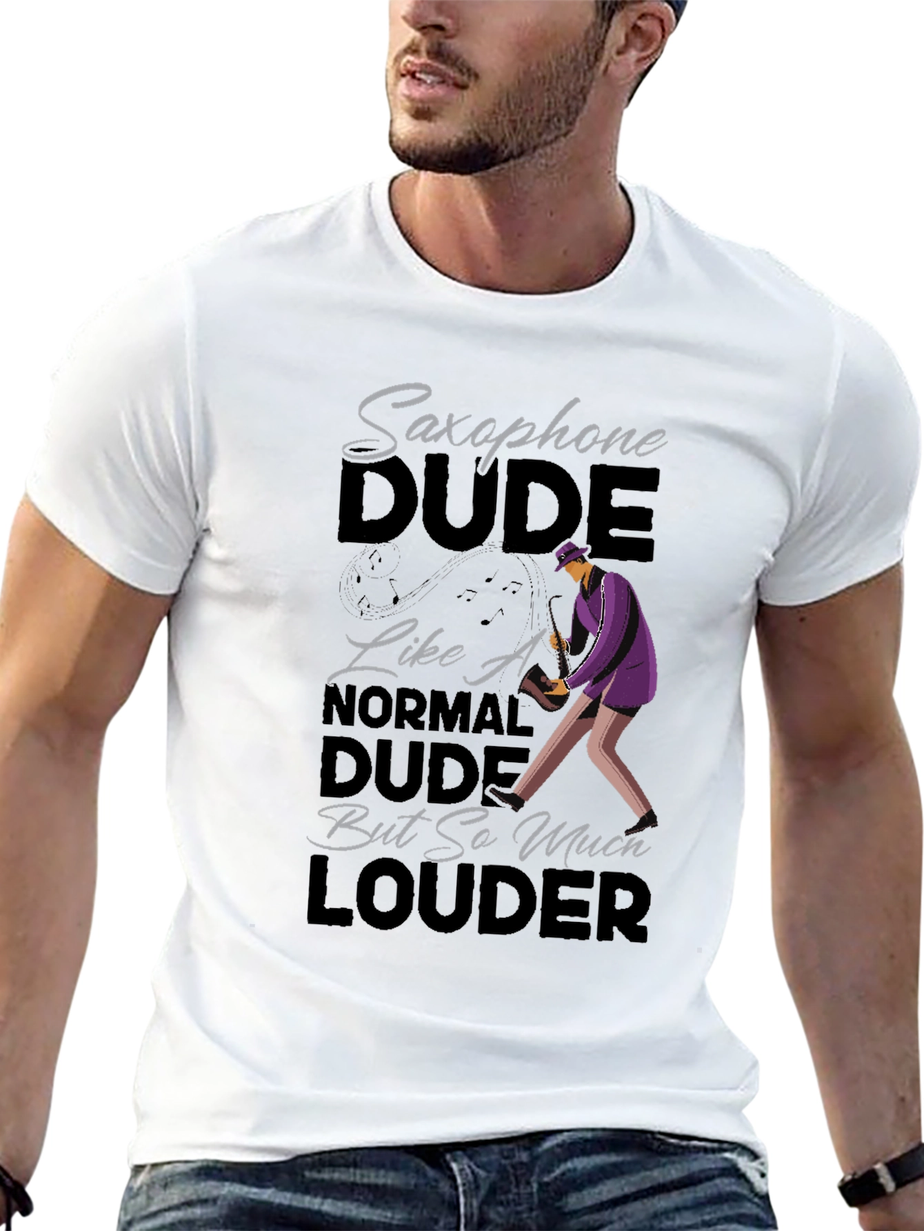 Saxophone Dude Graphic T-Shirt - Funny Musician Tee