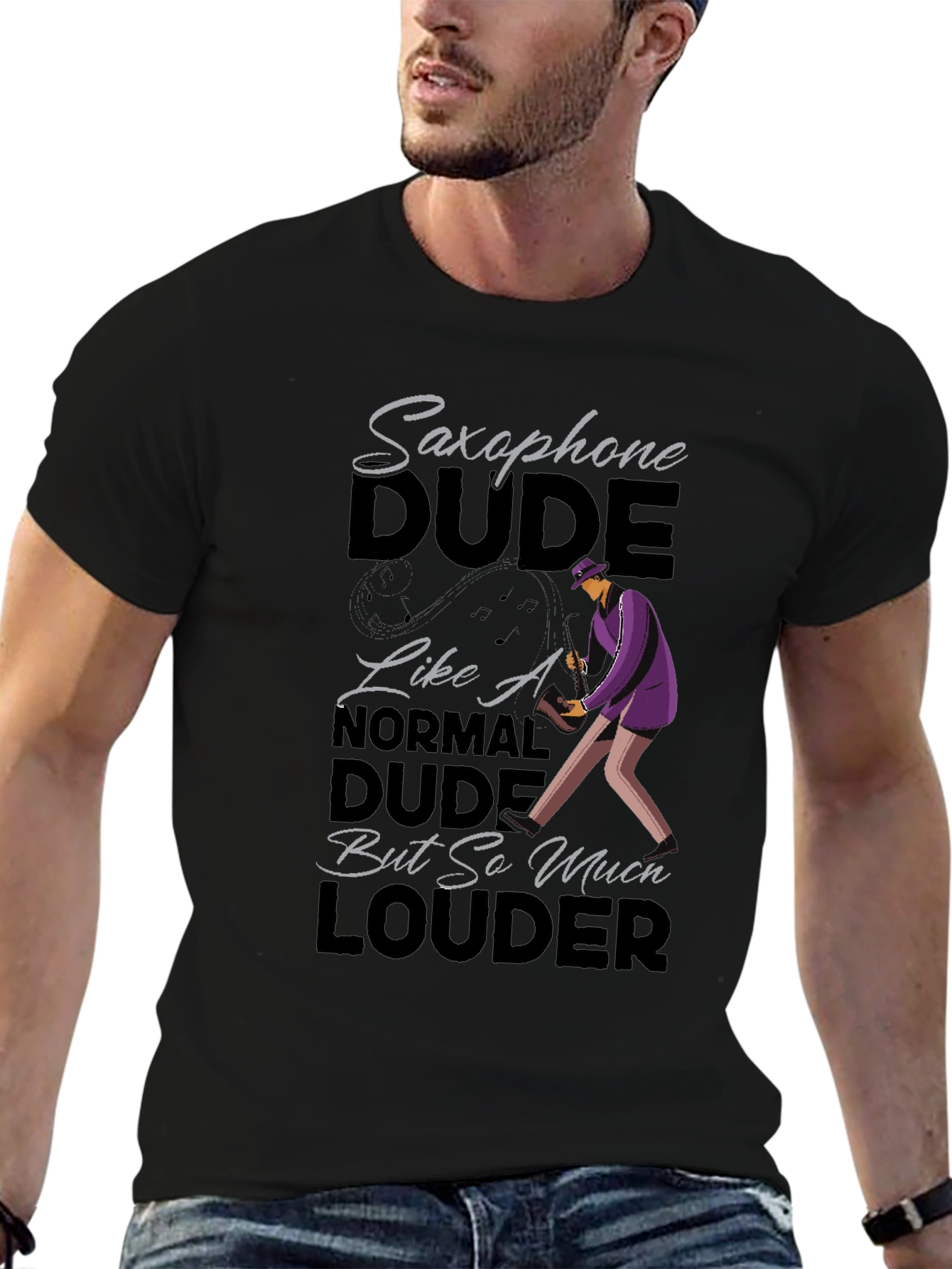 Saxophone Dude Graphic T-Shirt - Funny Musician Tee