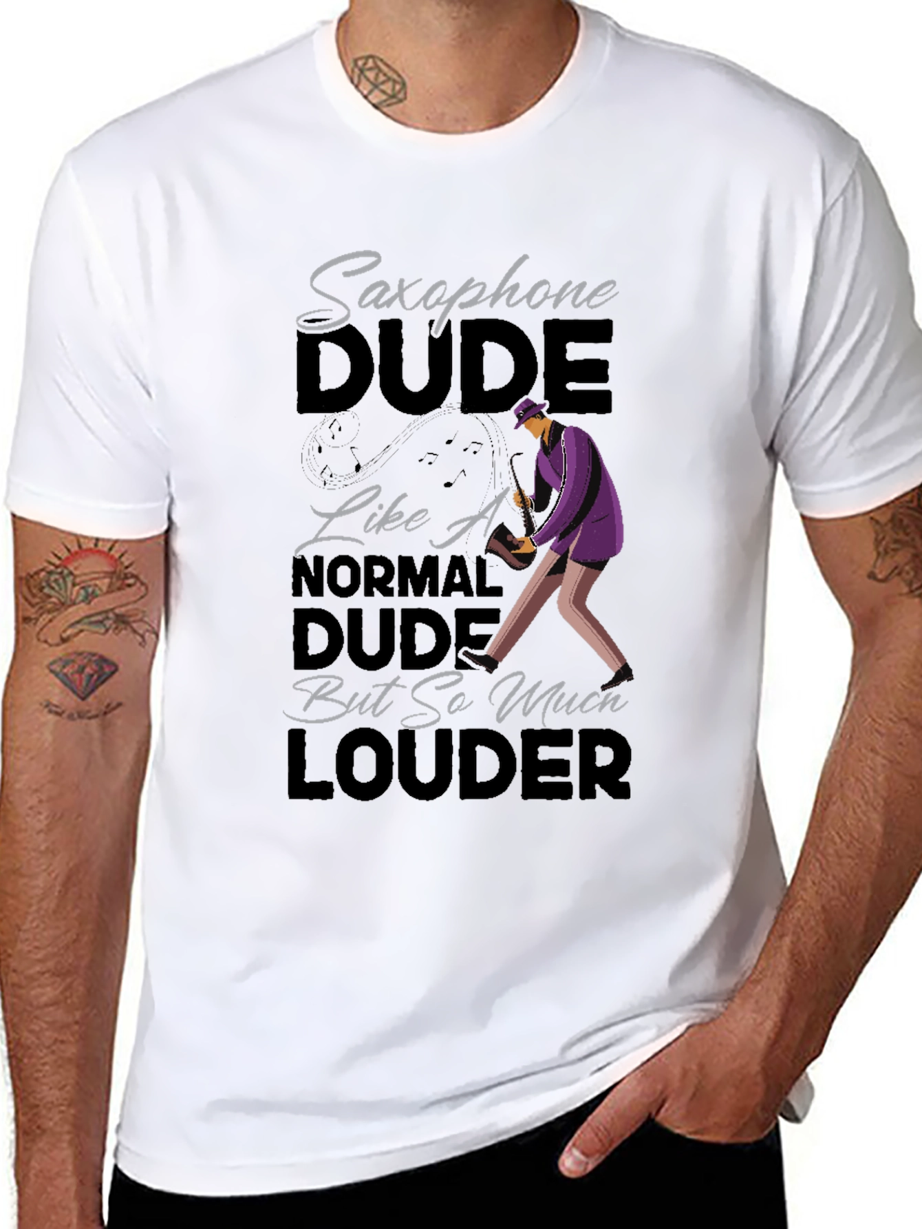 Saxophone Dude Graphic T-Shirt - Funny Musician Tee