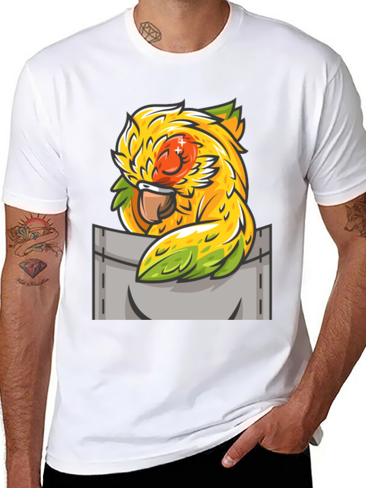 Parrot Pocket T-Shirt - Unique Graphic Tee