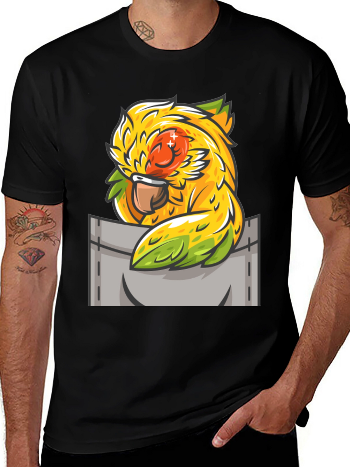 Parrot Pocket T-Shirt - Unique Graphic Tee