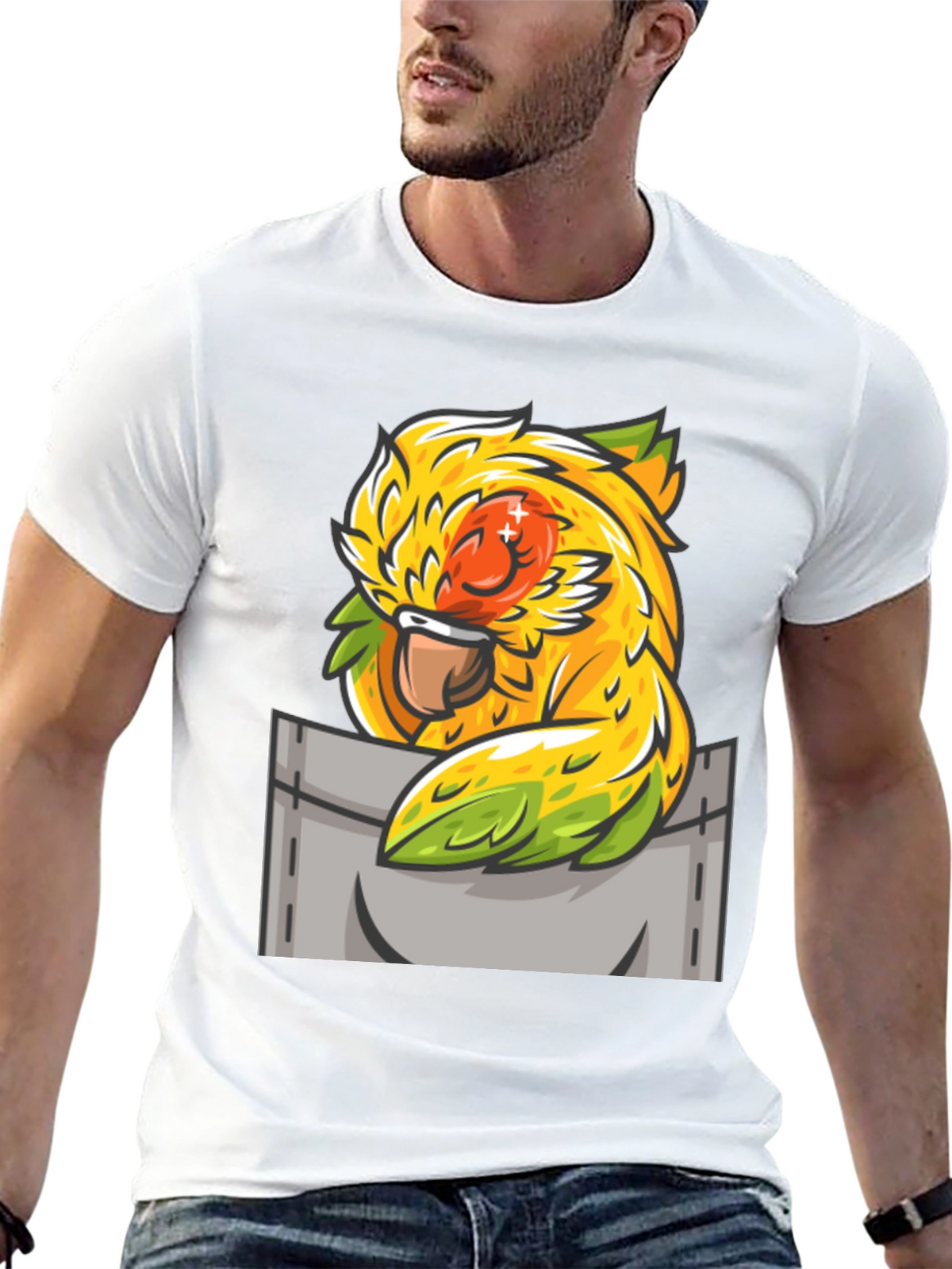 Parrot Pocket T-Shirt - Unique Graphic Tee