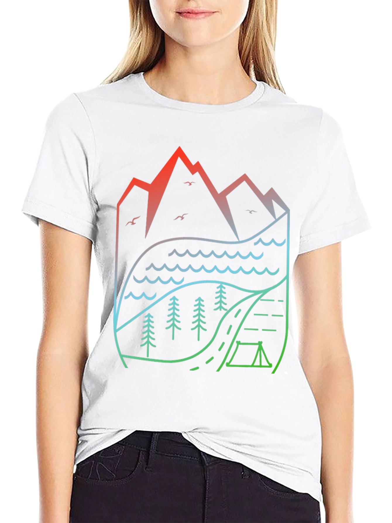 Natures Embrace T-Shirt: Mountain Lake Camping Design