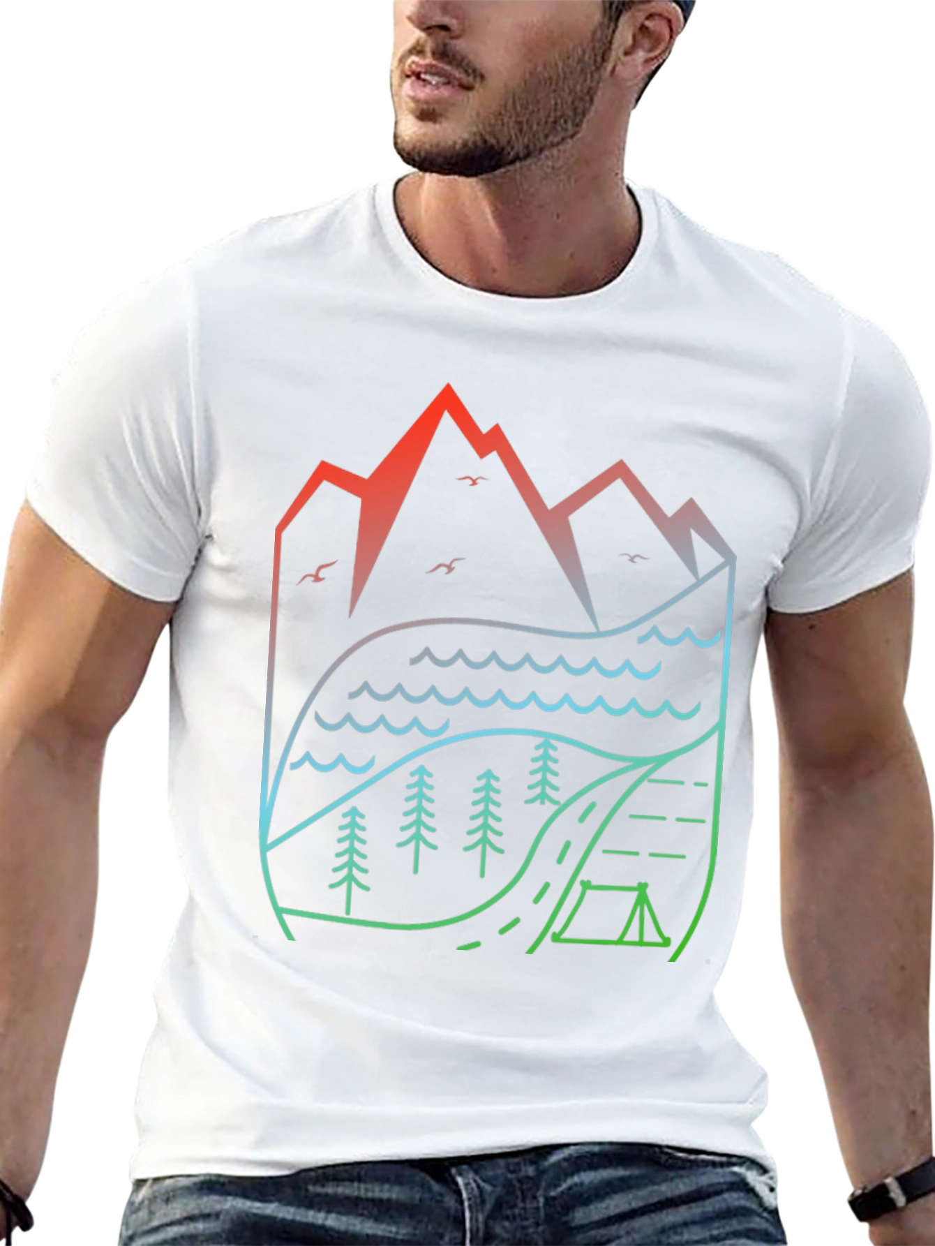 Natures Embrace T-Shirt: Mountain Lake Camping Design