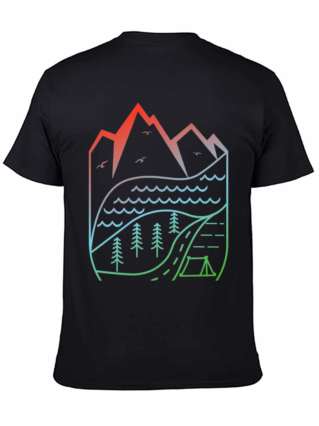 Natures Embrace T-Shirt: Mountain Lake Camping Design