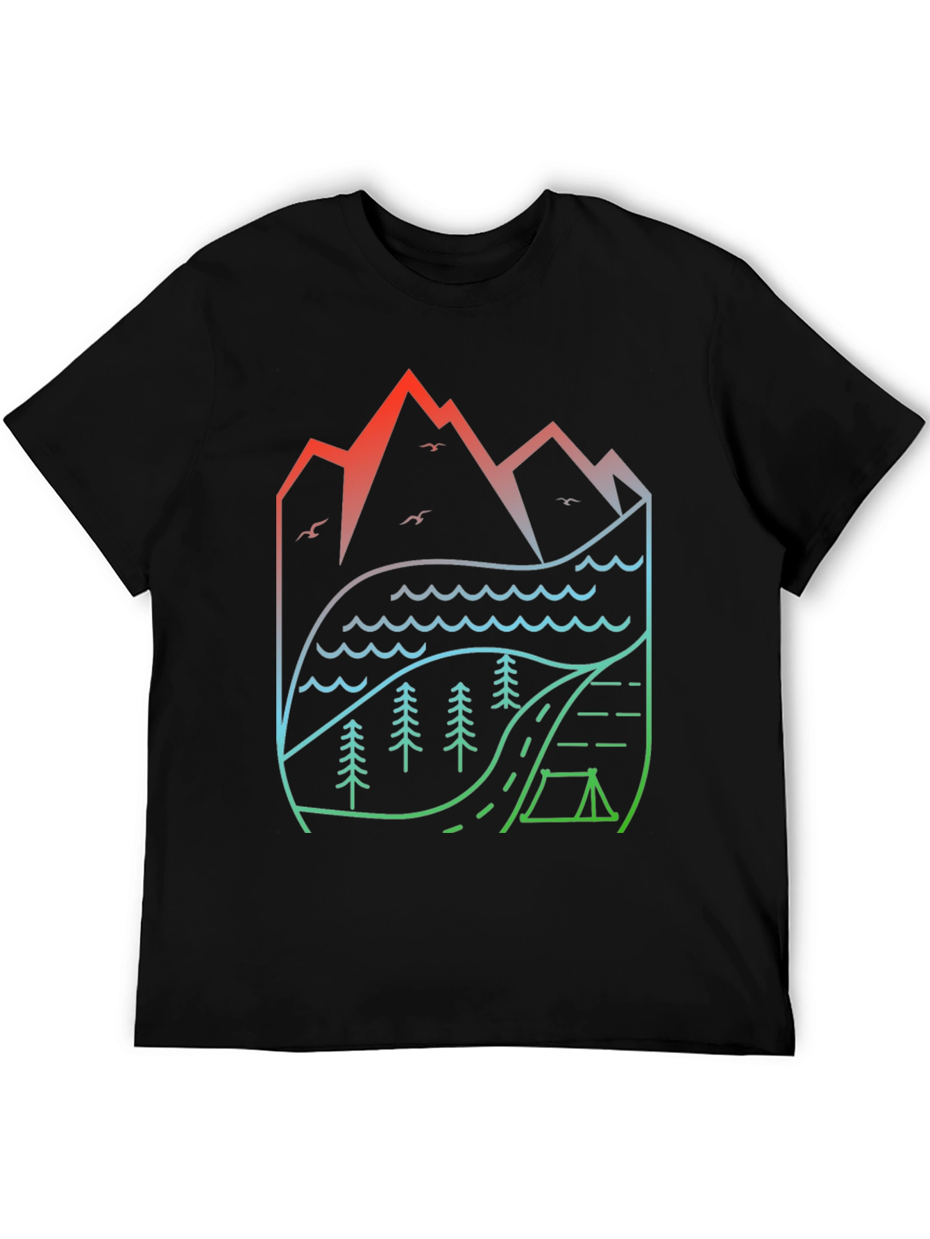 Natures Embrace T-Shirt: Mountain Lake Camping Design