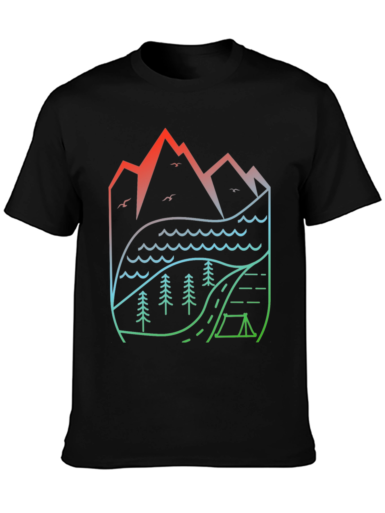 Natures Embrace T-Shirt: Mountain Lake Camping Design
