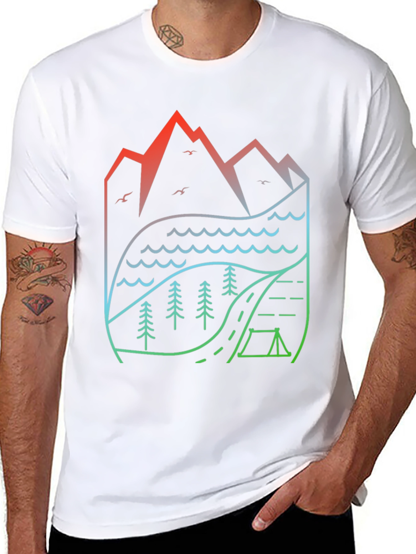 Natures Embrace T-Shirt: Mountain Lake Camping Design