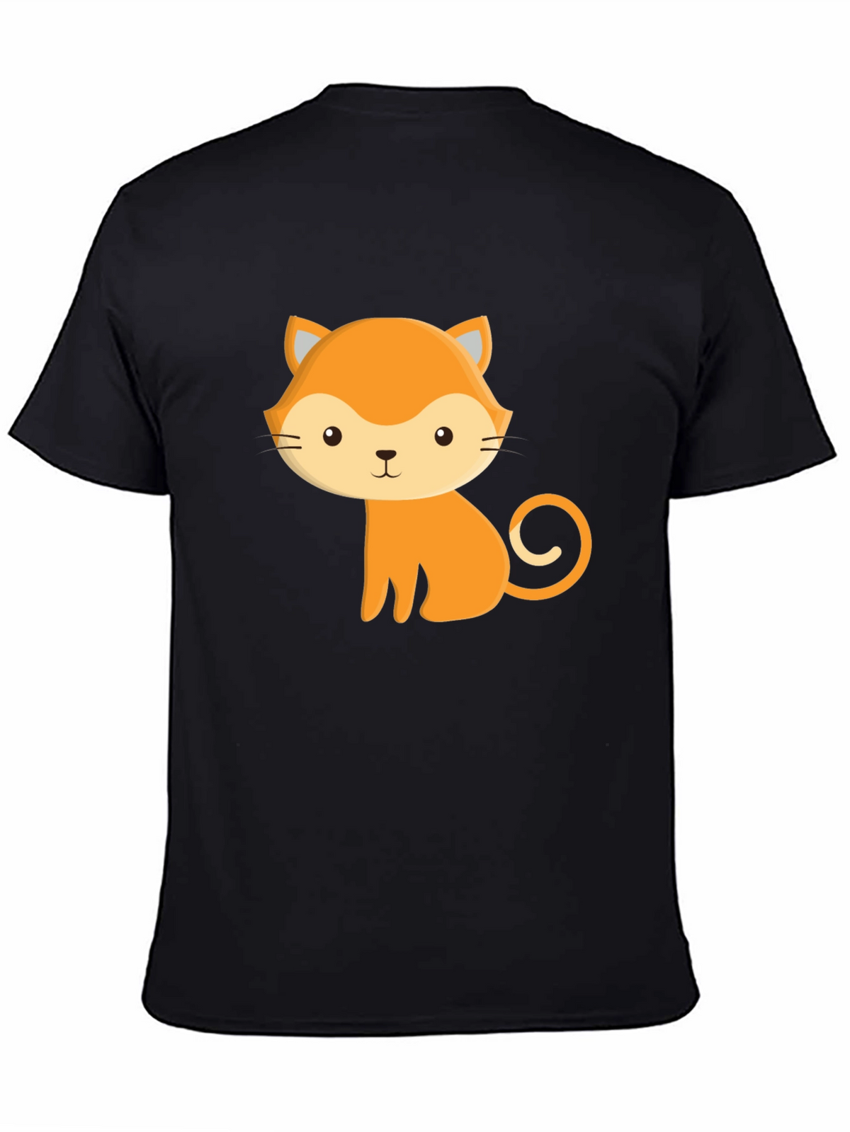 Cute Cartoon Fox Graphic Black T-Shirt