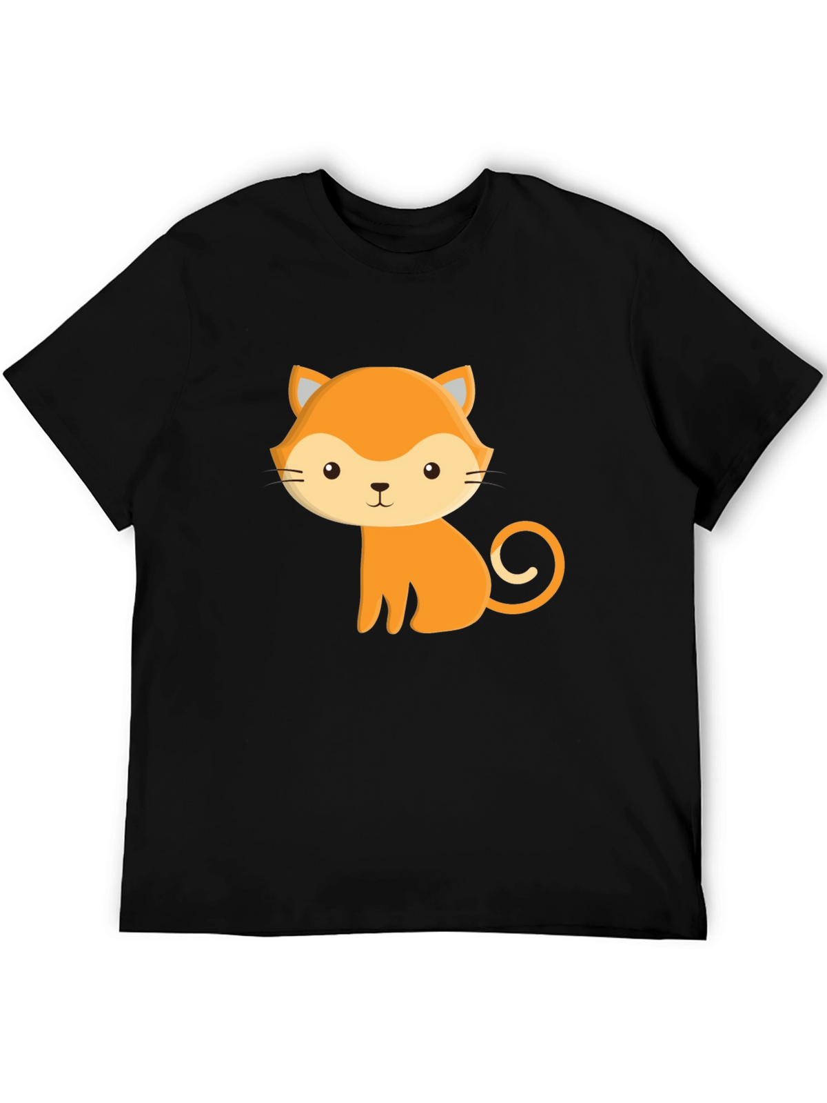 Cute Cartoon Fox Graphic Black T-Shirt