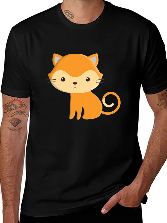 Cute Cartoon Fox Graphic Black T-Shirt