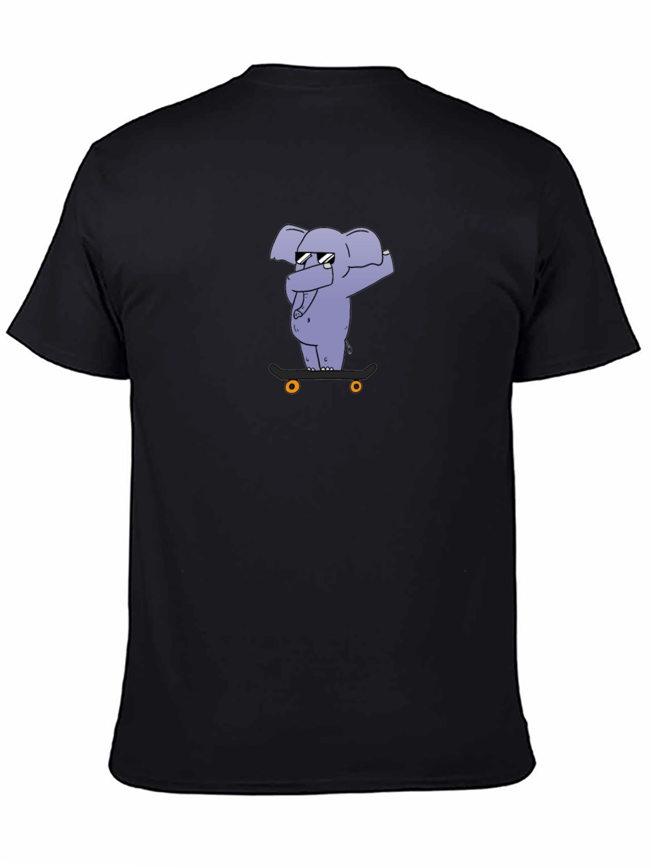 Cool Elephant Skateboard Black T-Shirt