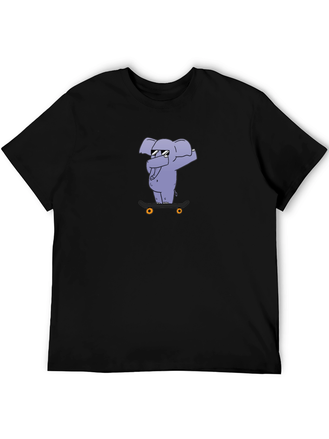 Cool Elephant Skateboard Black T-Shirt