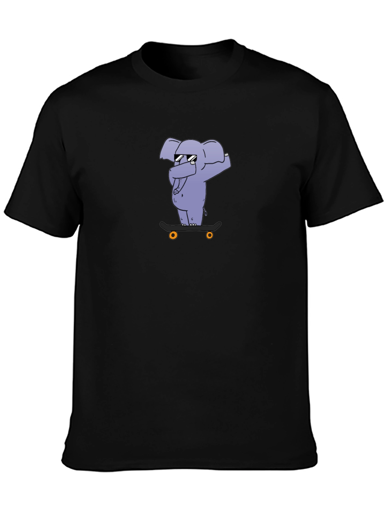 Cool Elephant Skateboard Black T-Shirt