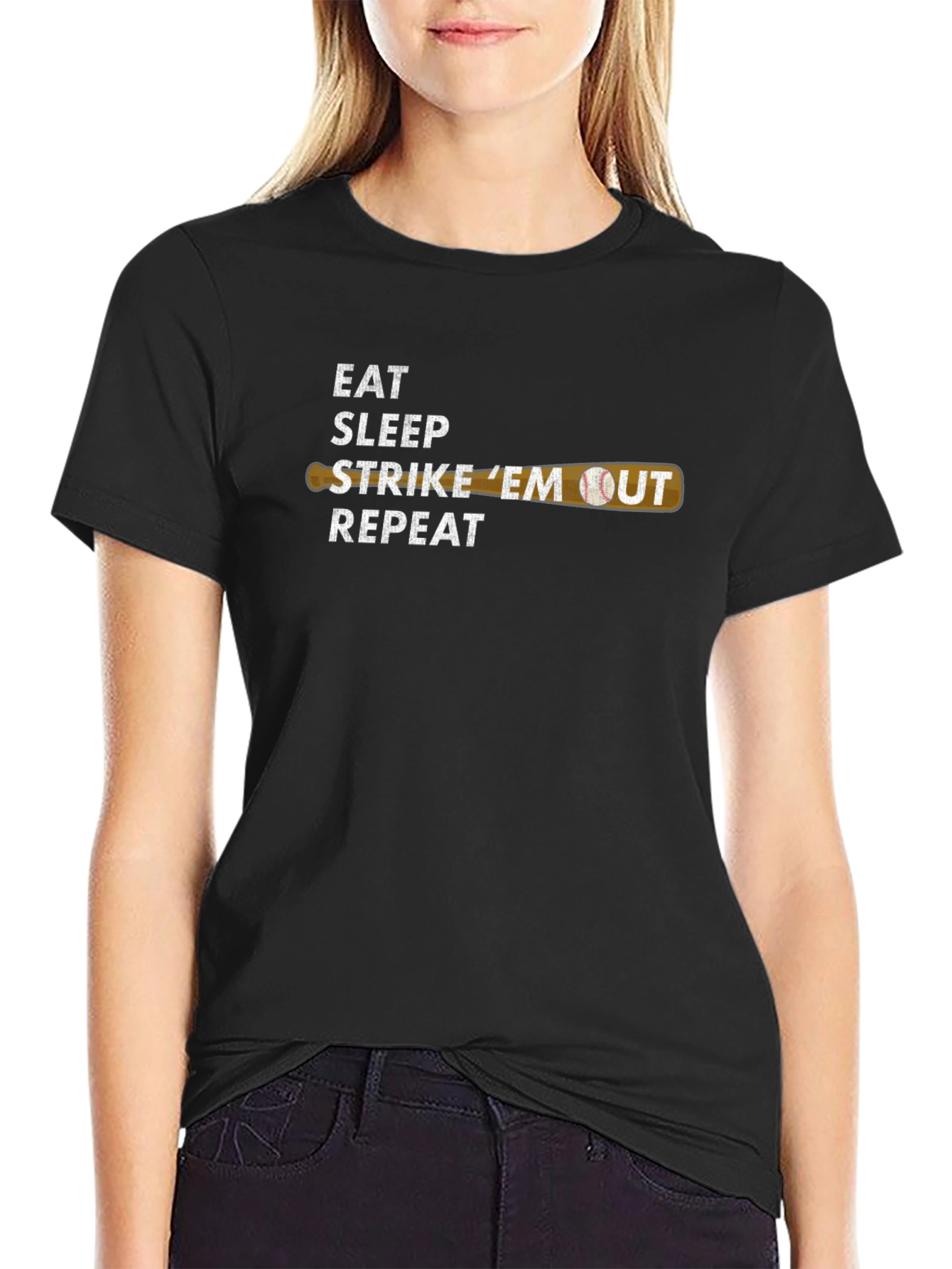 Eat Sleep Strike Em Out Baseball T-Shirt