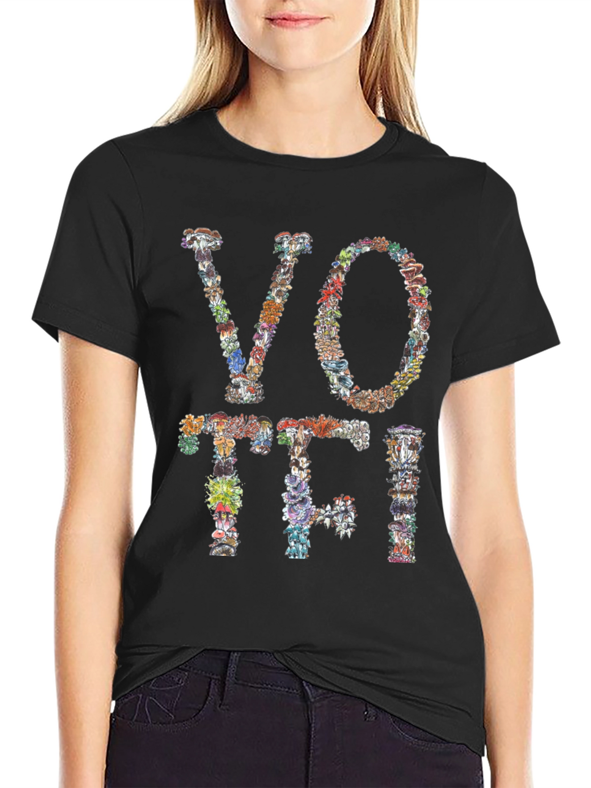 Mushroom VOTE T-Shirt Botanical Design Tee