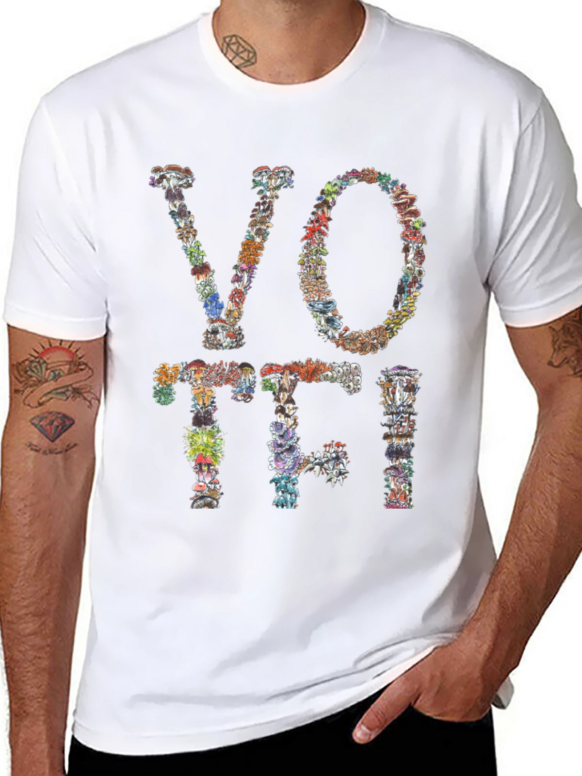 Mushroom VOTE T-Shirt Botanical Design Tee
