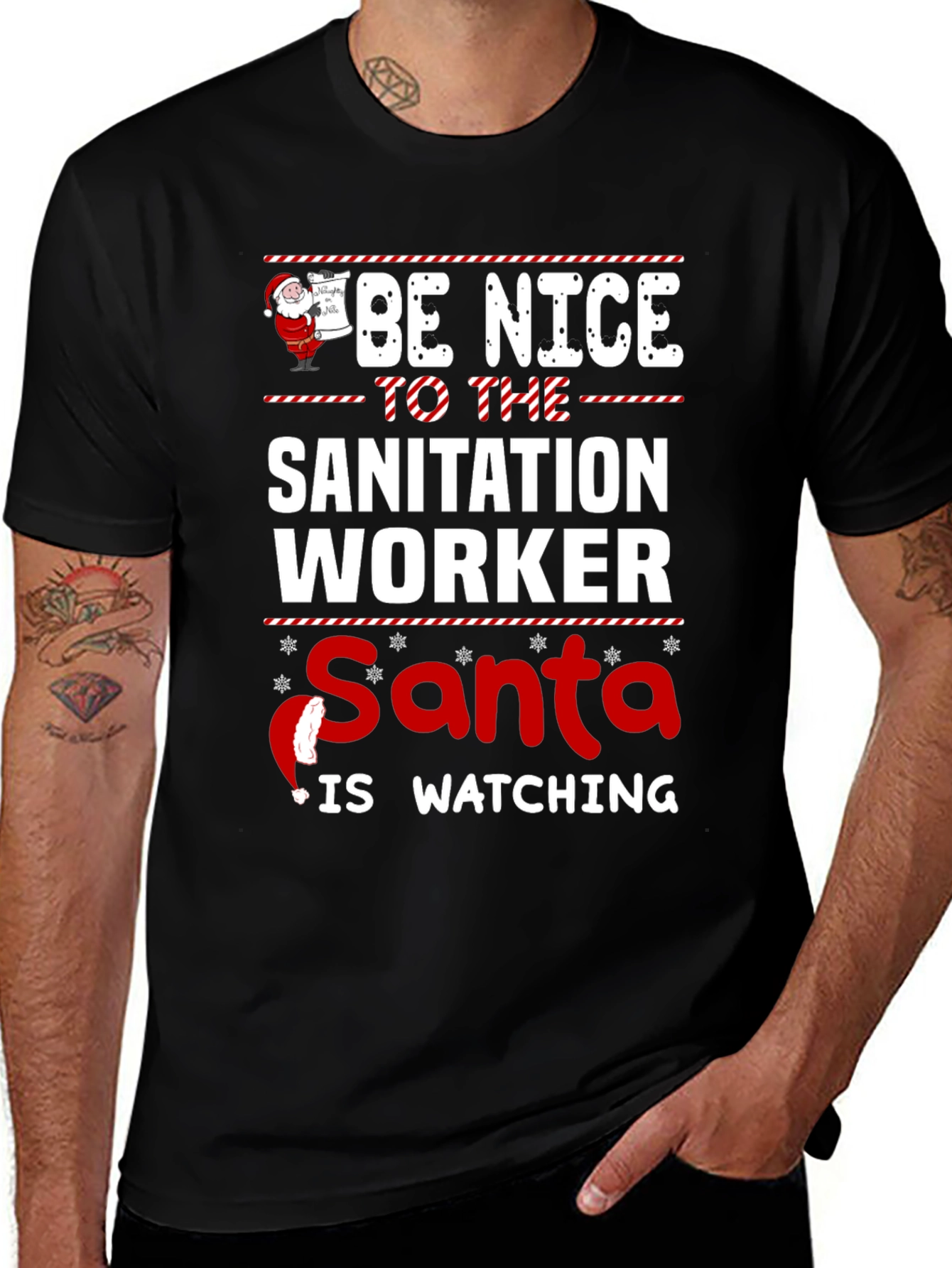Be Nice To The Sanitation Worker Santa T-Shirt