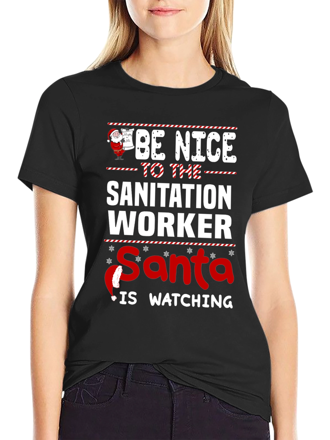 Be Nice To The Sanitation Worker Santa T-Shirt
