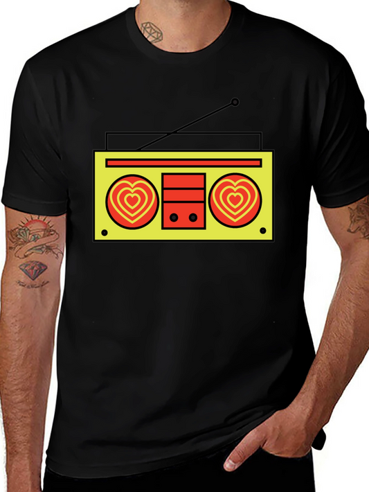 Retro Radio Heart T-Shirt - Black