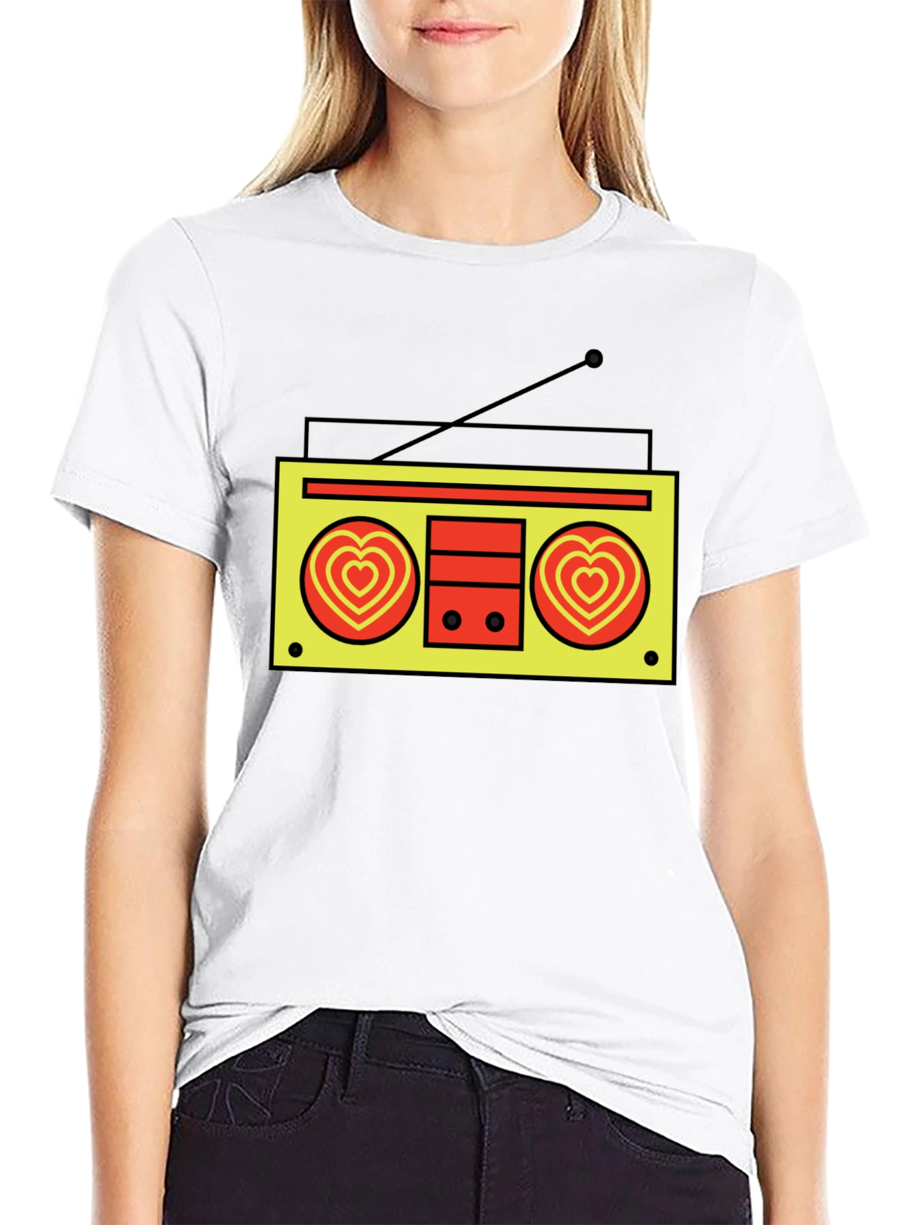 Retro Radio Heart T-Shirt - Black
