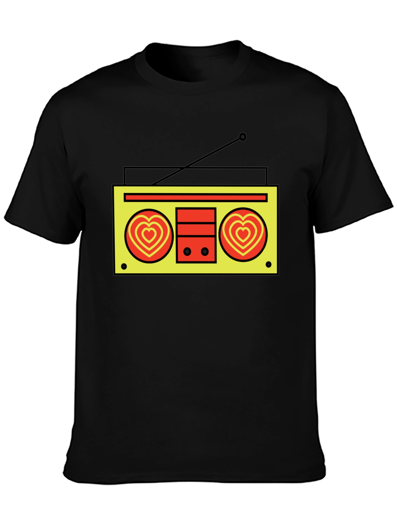 Retro Radio Heart T-Shirt - Black
