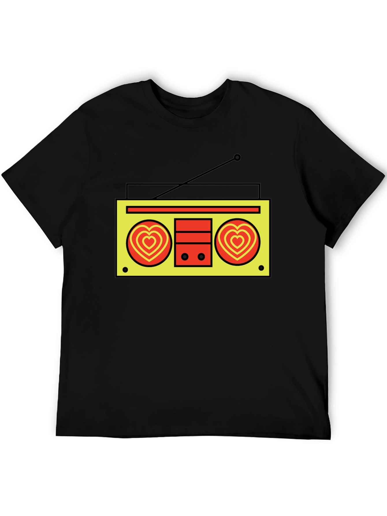 Retro Radio Heart T-Shirt - Black
