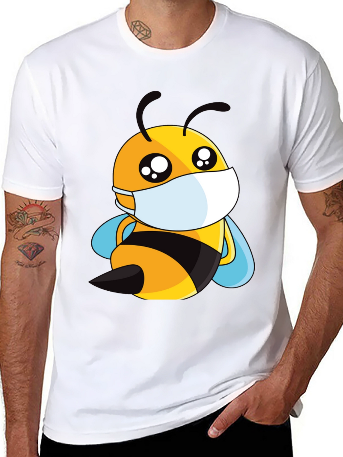 Masked Bee Graphic Tee - Black