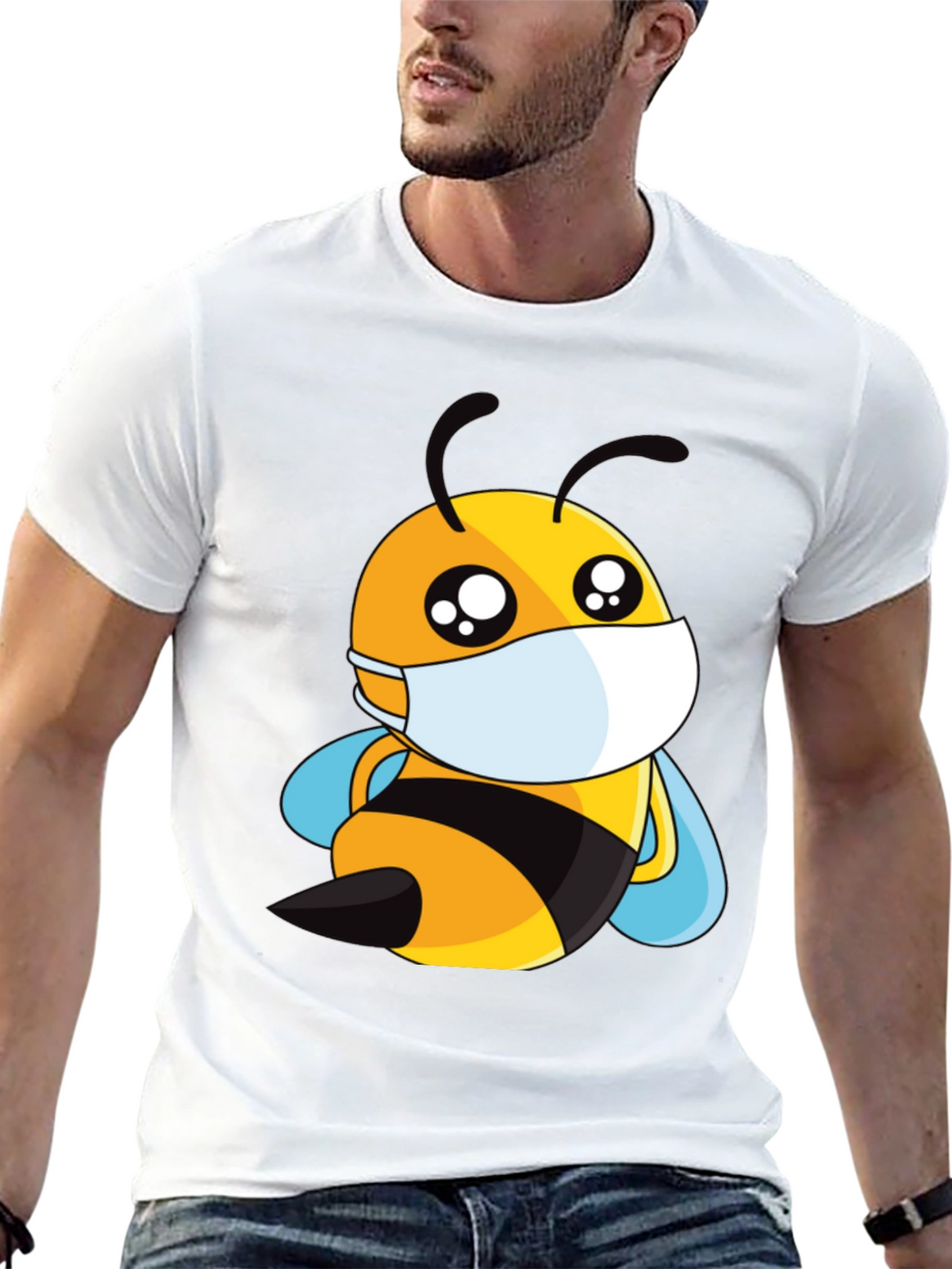 Masked Bee Graphic Tee - Black