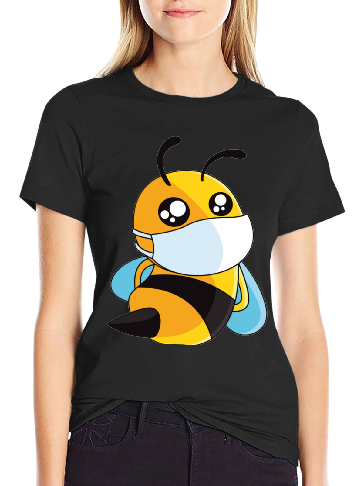Masked Bee Graphic Tee - Black