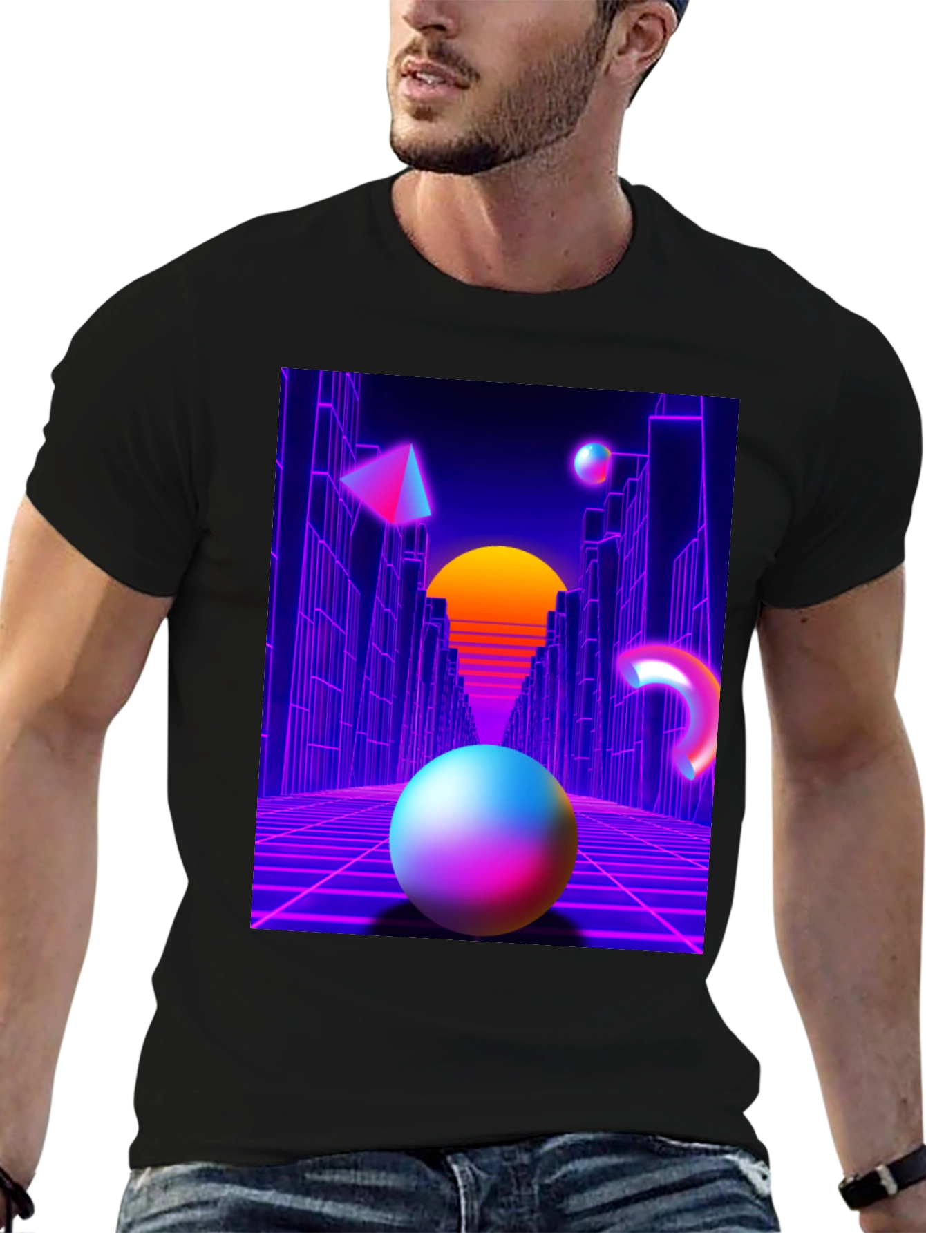 Retro Wave Graphic Tee - Black T-Shirt