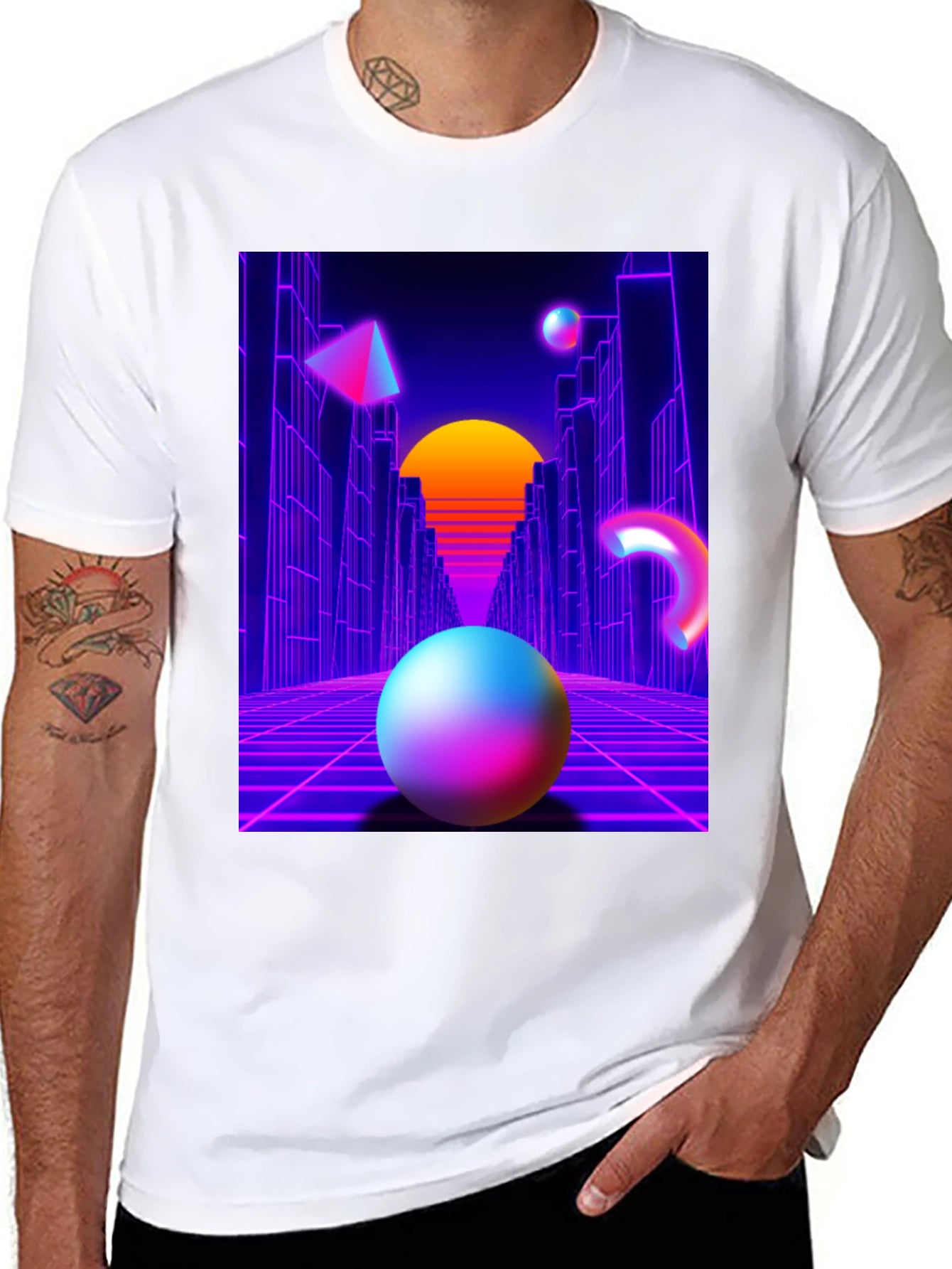 Retro Wave Graphic Tee - Black T-Shirt