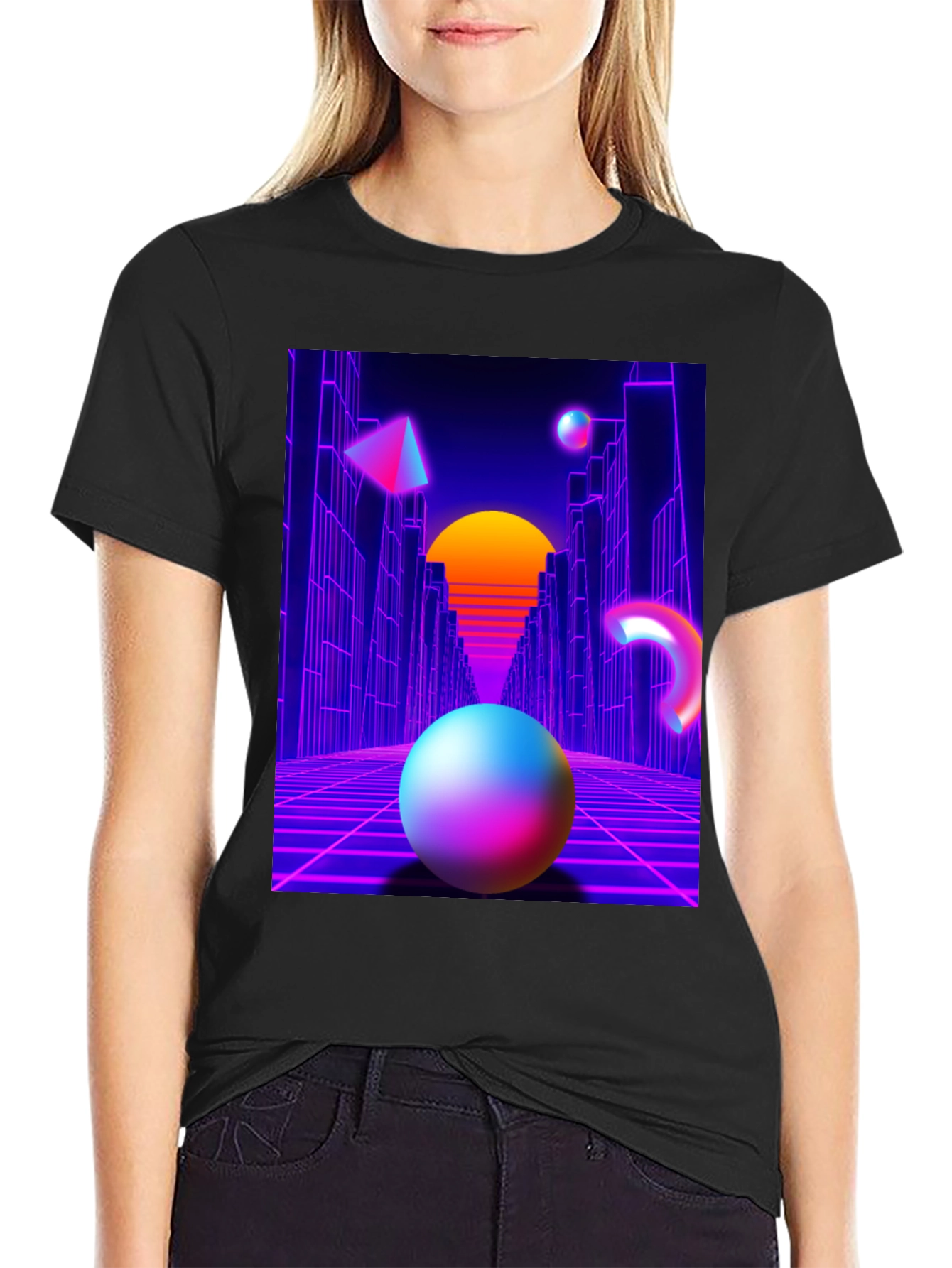 Retro Wave Graphic Tee - Black T-Shirt