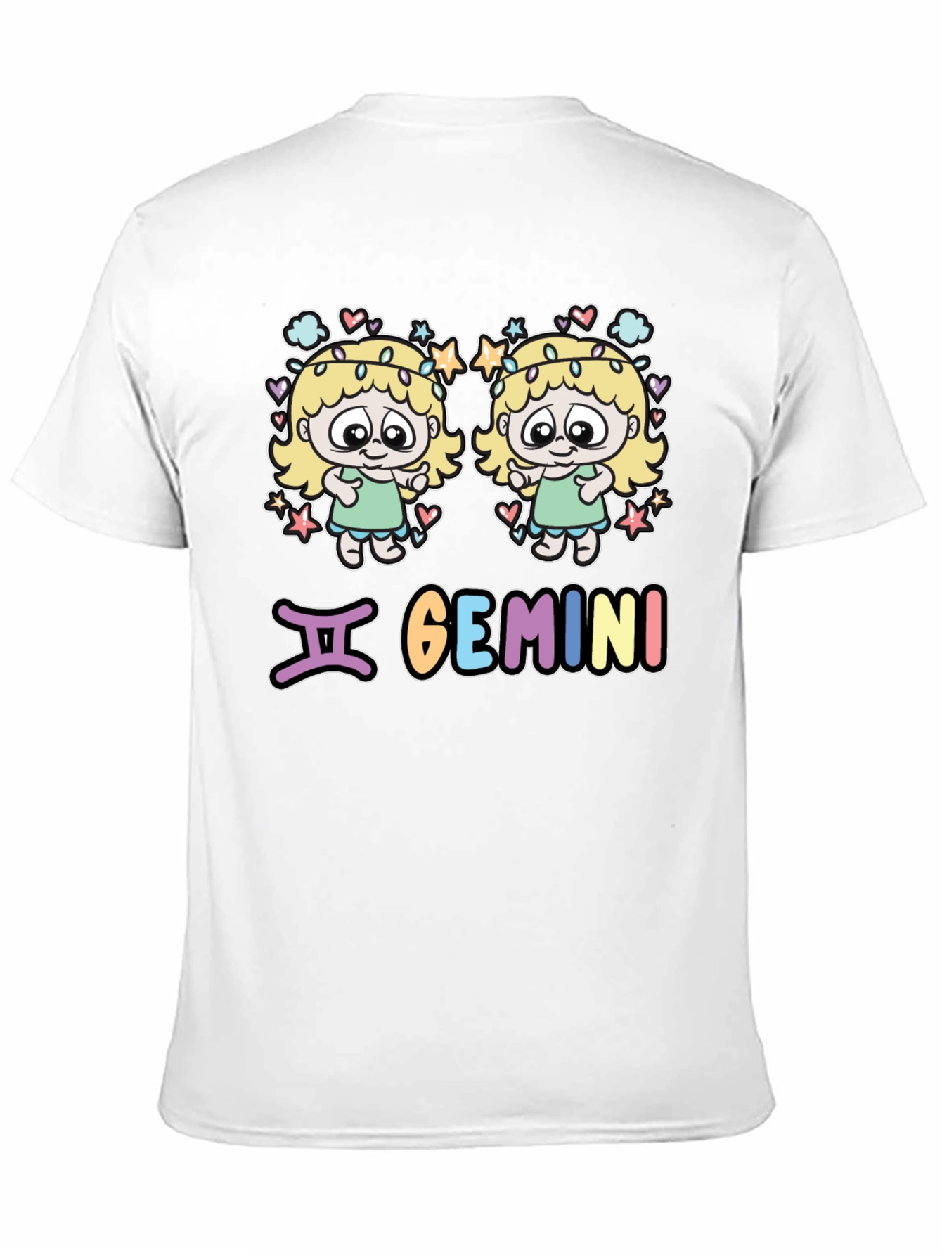 Gemini Zodiac T-Shirt with Cartoon Twins Design
