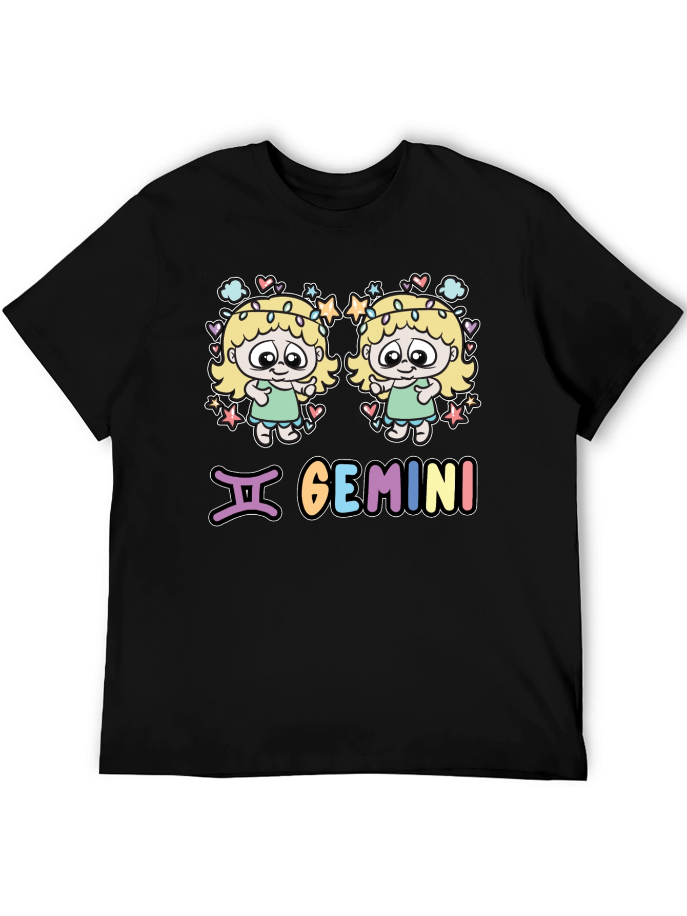 Gemini Zodiac T-Shirt with Cartoon Twins Design