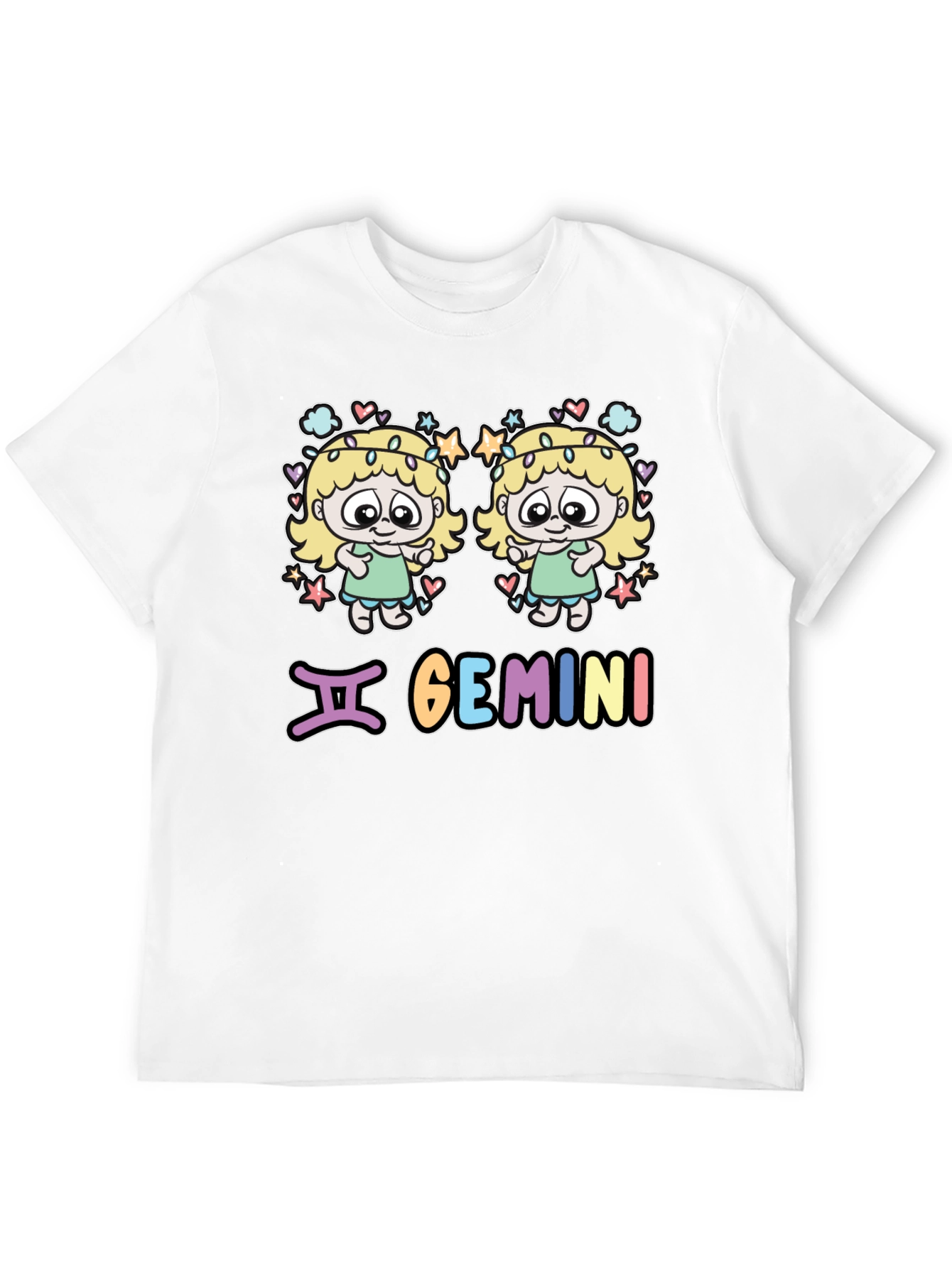 Gemini Zodiac T-Shirt with Cartoon Twins Design
