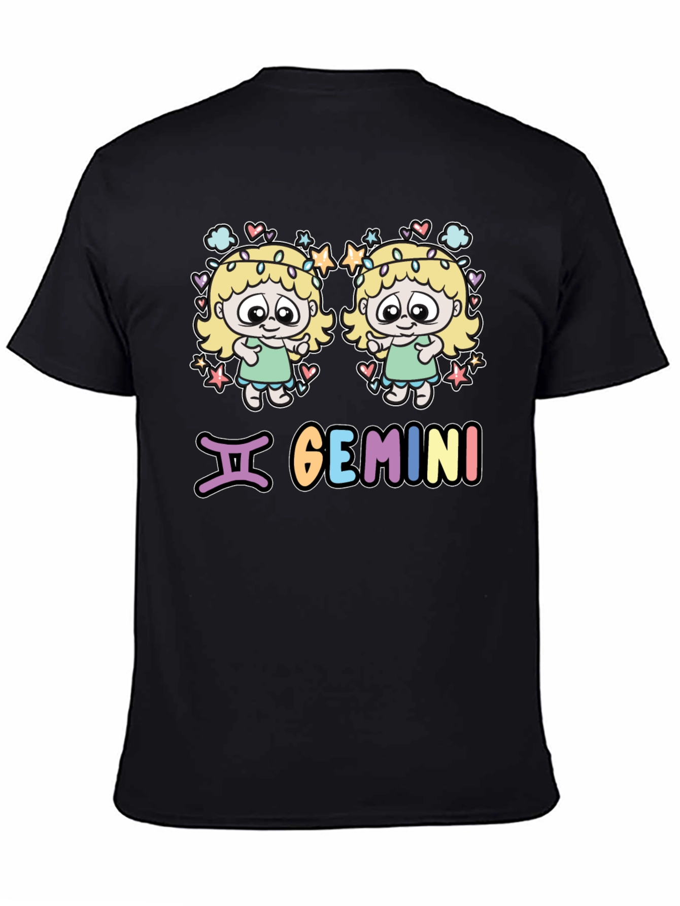 Gemini Zodiac T-Shirt with Cartoon Twins Design