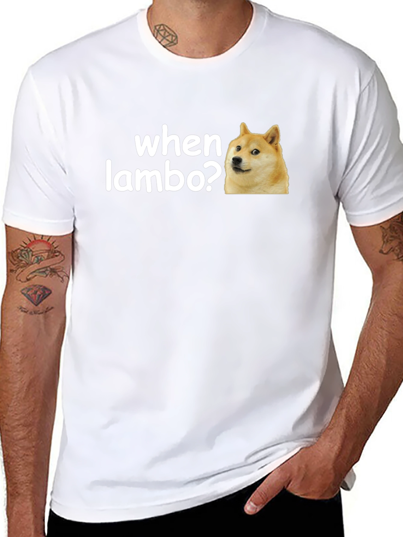 When Lambo? Doge Meme Black T-Shirt