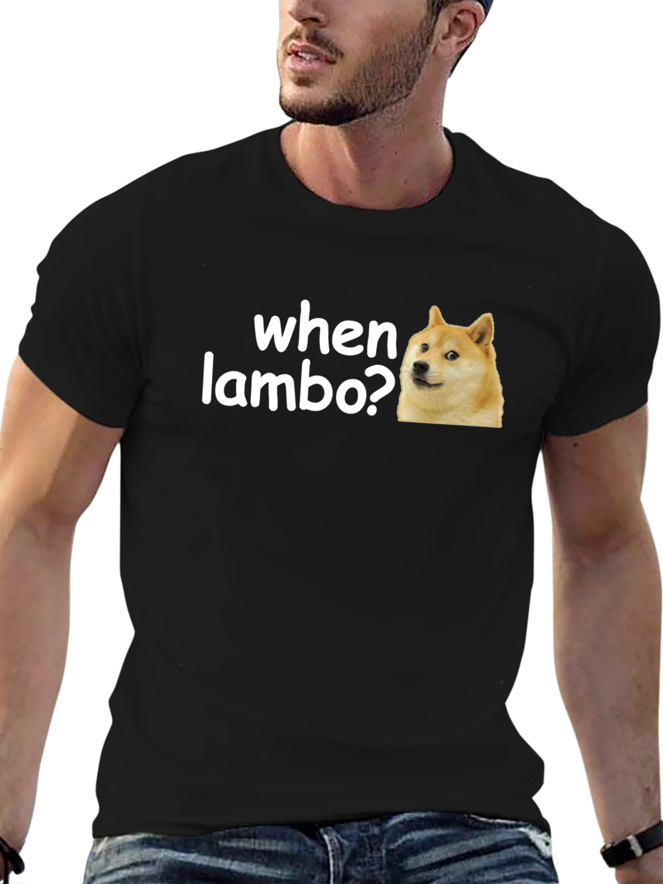 When Lambo? Doge Meme Black T-Shirt