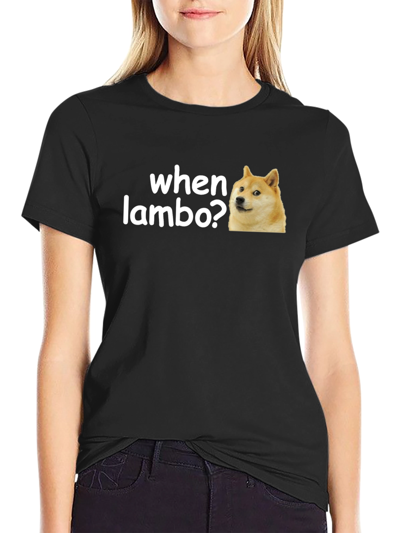 When Lambo? Doge Meme Black T-Shirt