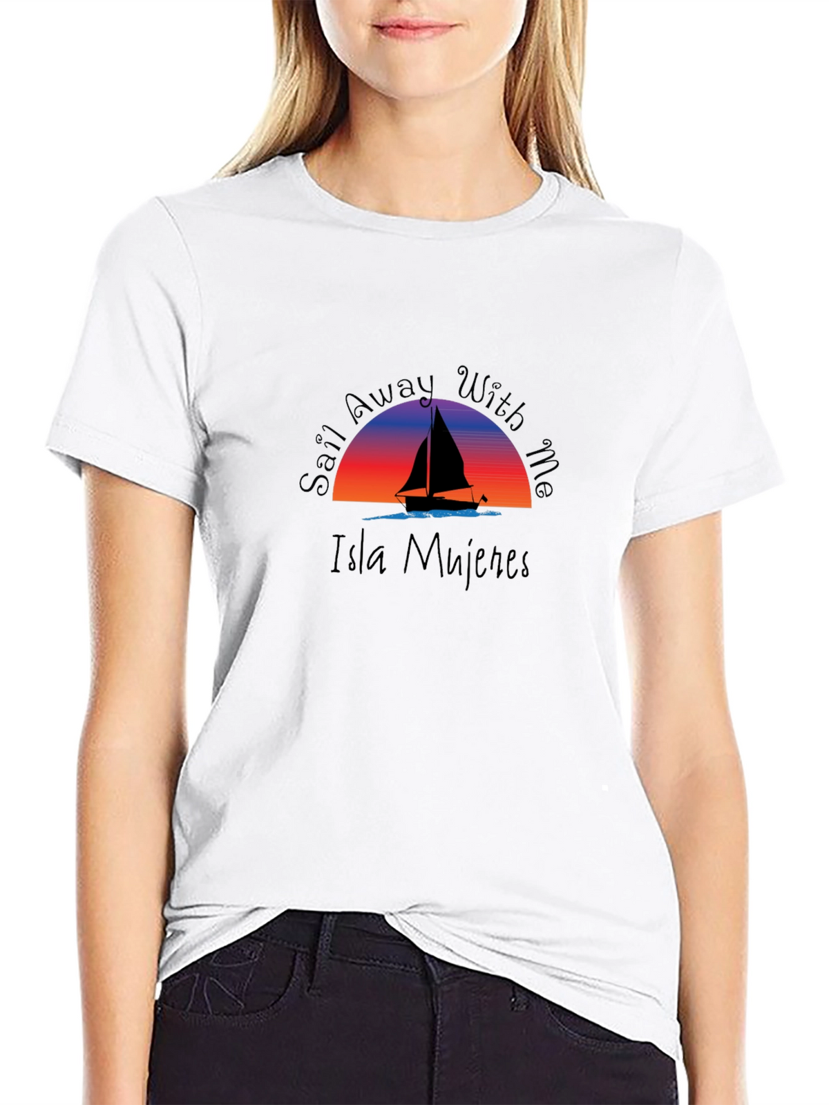 Isla Mujeres Sail Away T-Shirt - Black