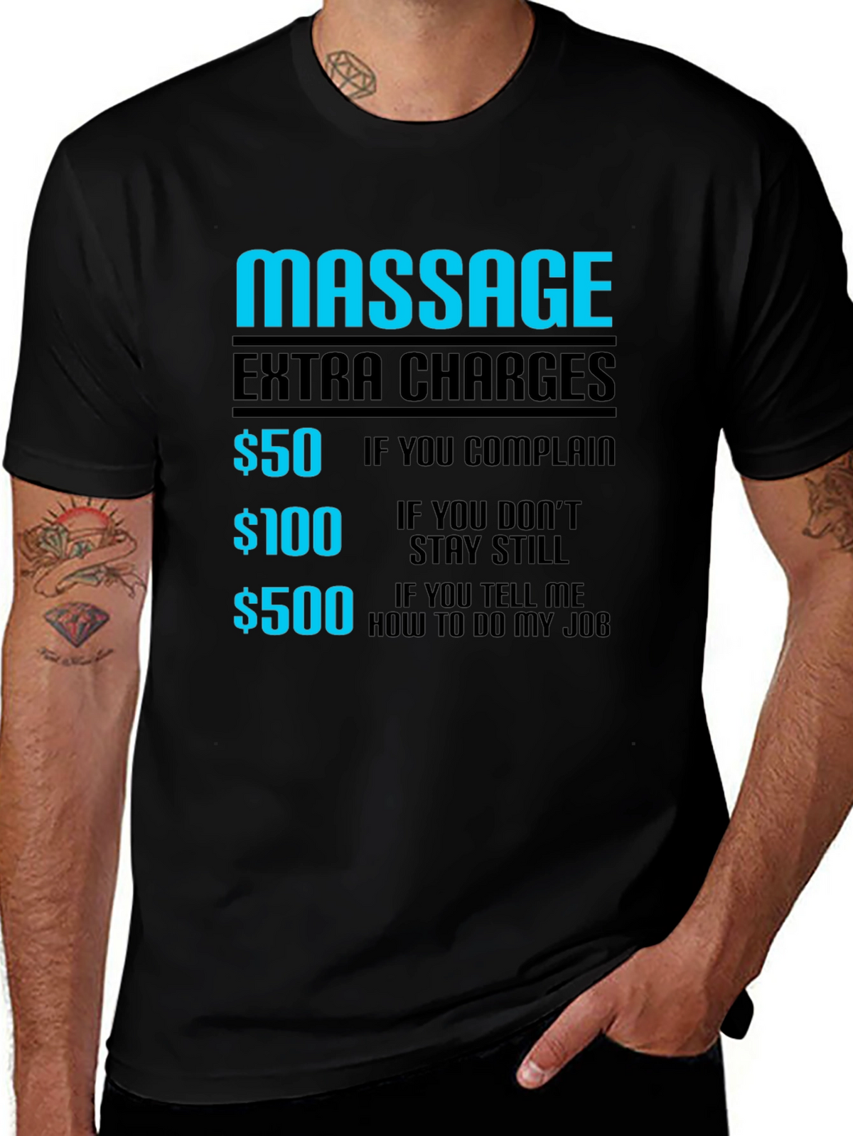 Funny Massage Extra Charges Graphic T-Shirt