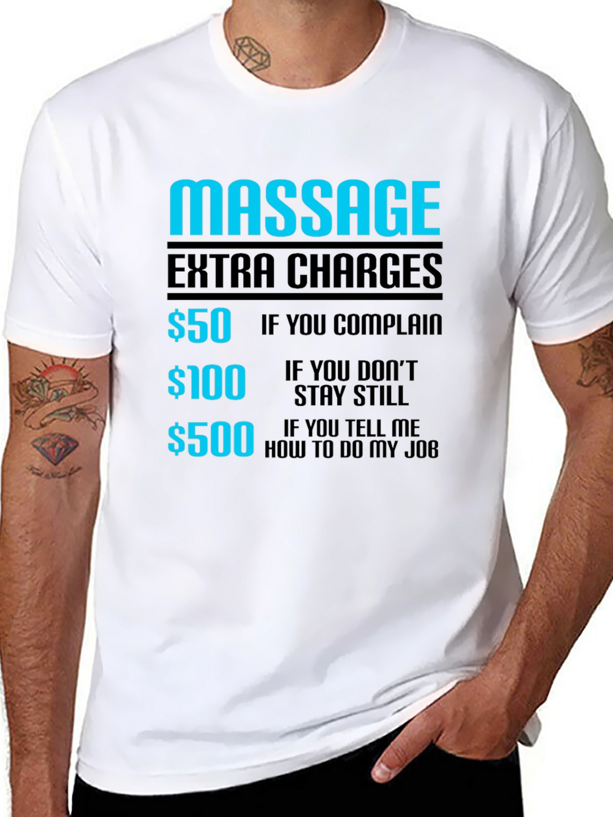 Funny Massage Extra Charges Graphic T-Shirt