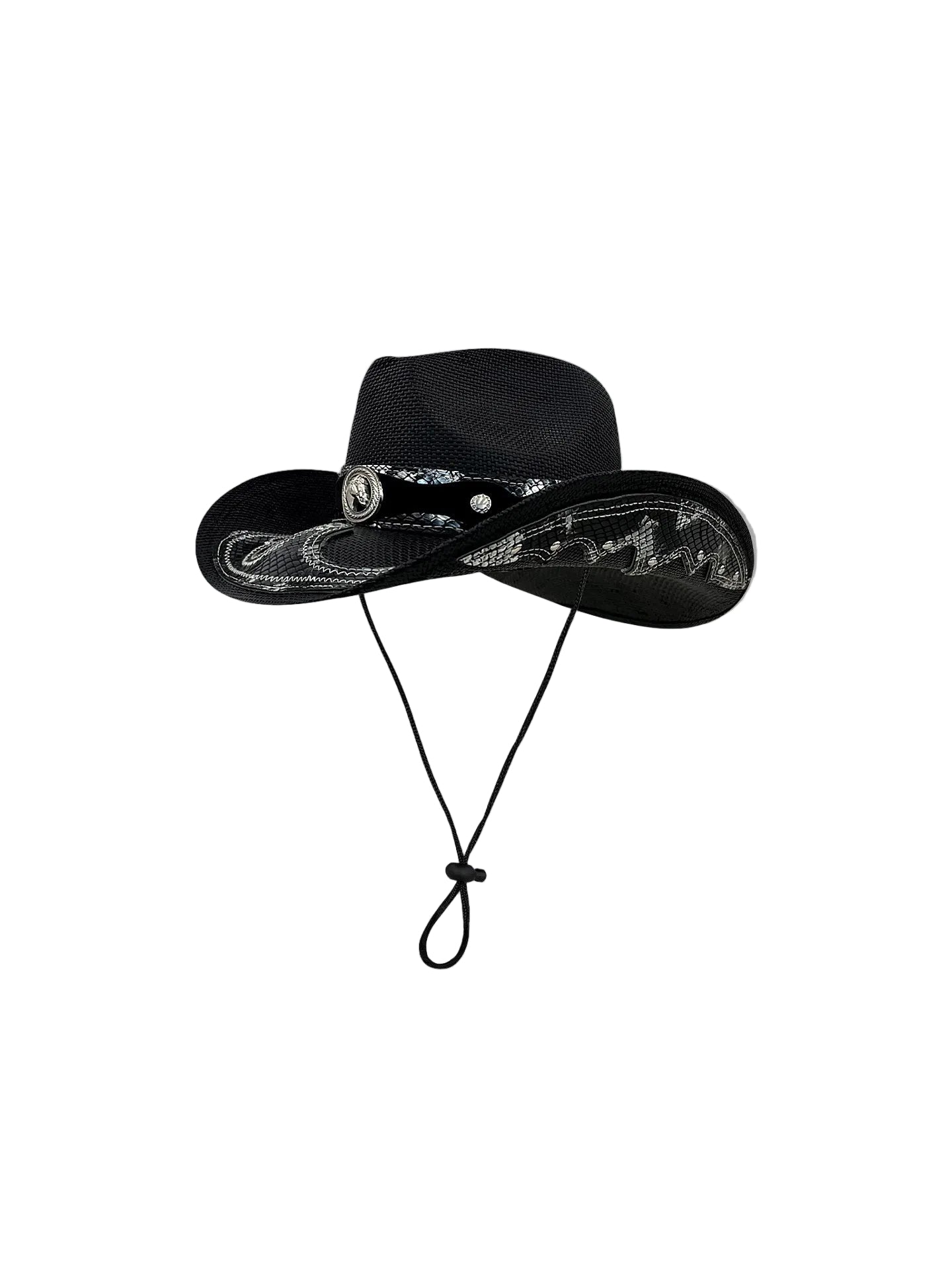 Stylish Snake Pattern Straw Cowboy Hat for UV Protection