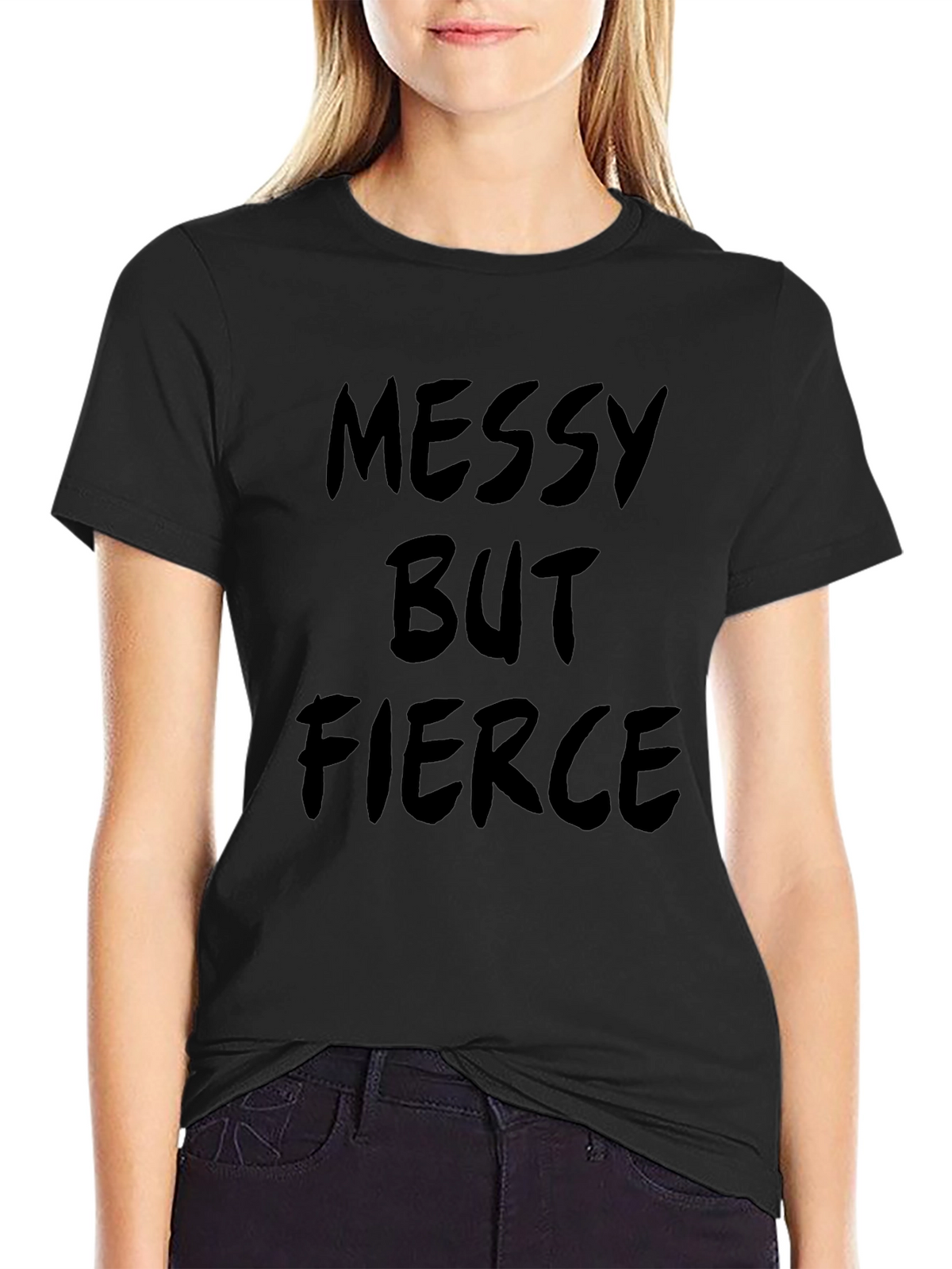 Messy But Fierce Graphic Tee - Black
