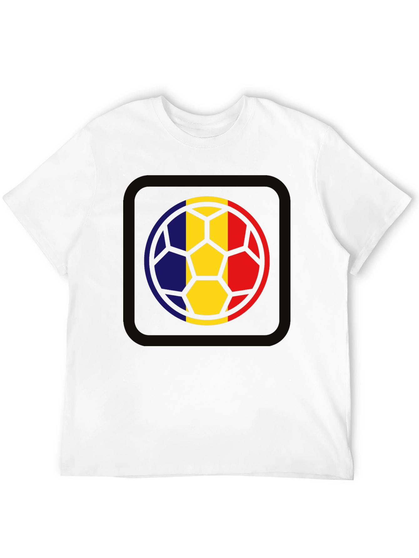 Romania Flag Soccer Ball Graphic Tee - Black