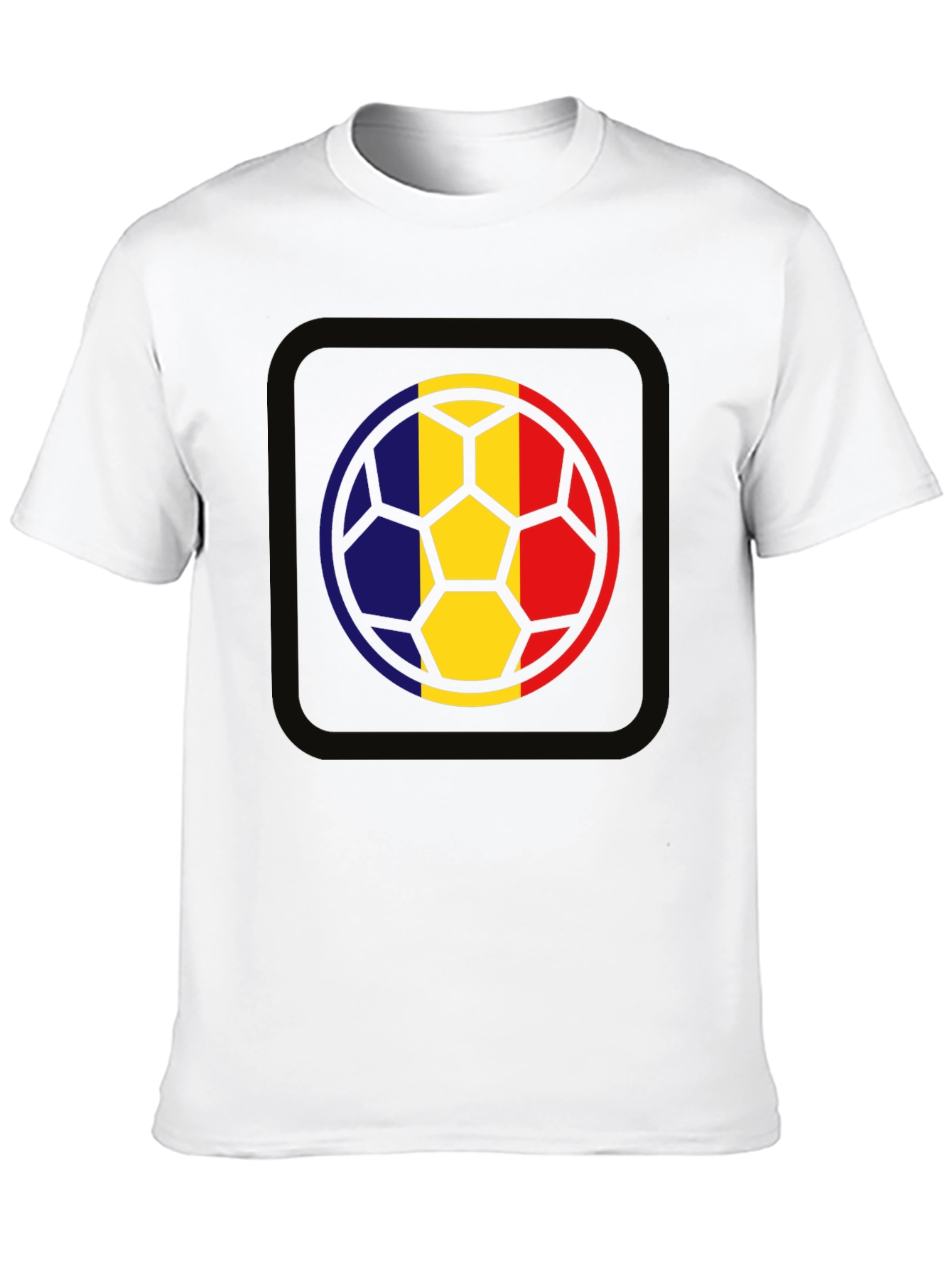 Romania Flag Soccer Ball Graphic Tee - Black