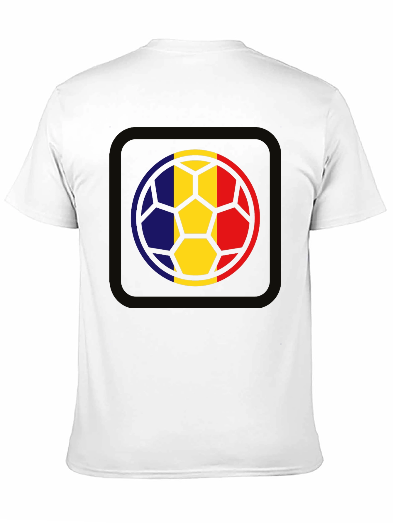 Romania Flag Soccer Ball Graphic Tee - Black