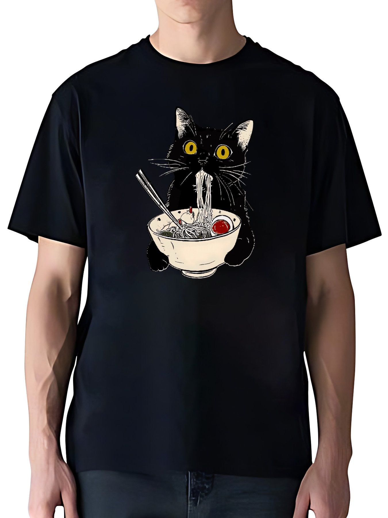T-shirt Ramen Cat Vintage Wash Japanese Design T-Shirt
