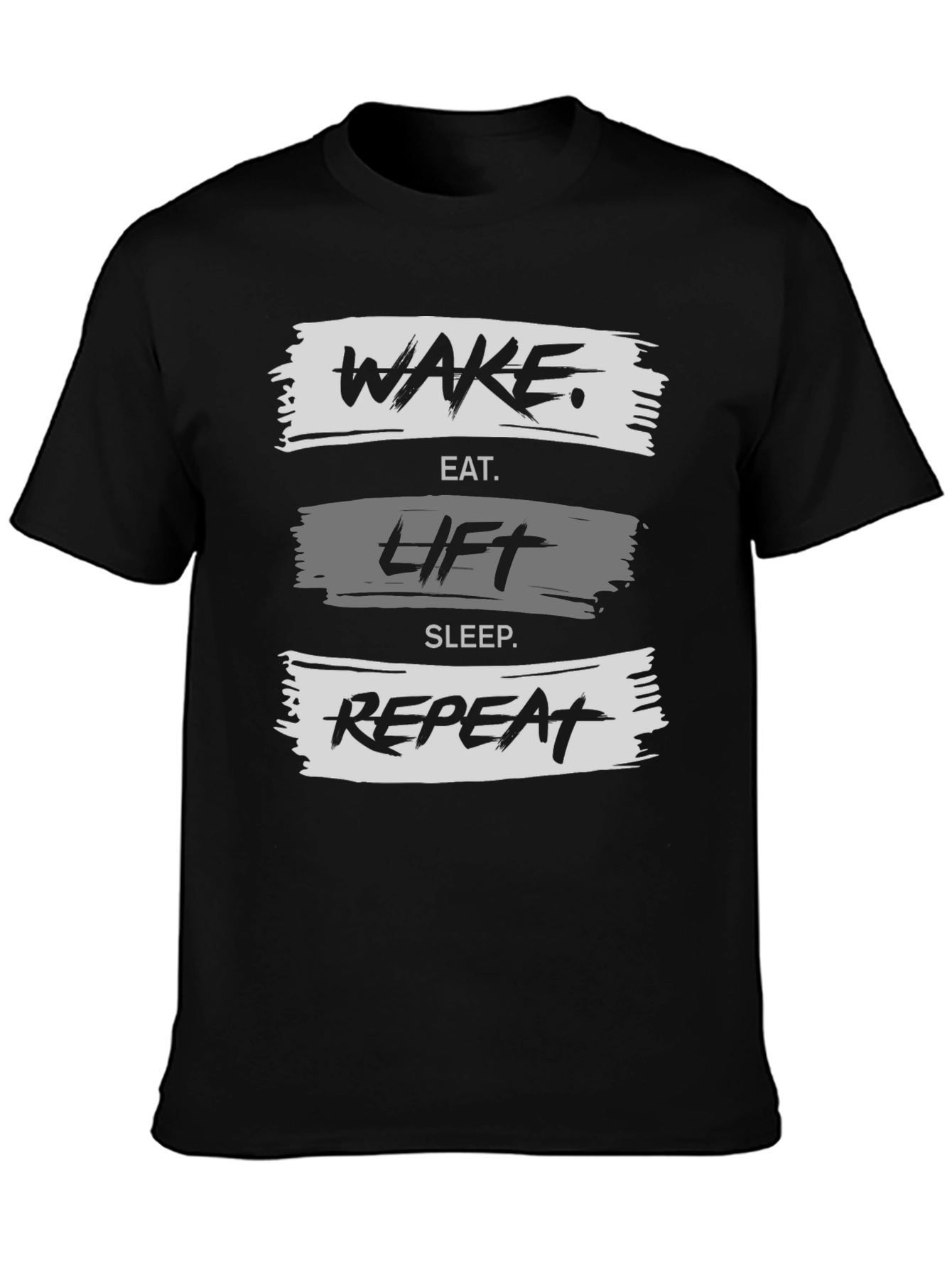 Wake Eat Lift Sleep Repeat Black Graphic Tee